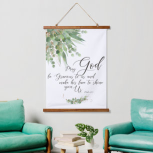 May God be gracious, green and gold leaves Hanging Tapestry