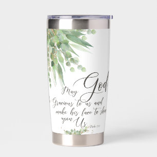 May God be gracious, green and gold leaves  Insulated Tumbler