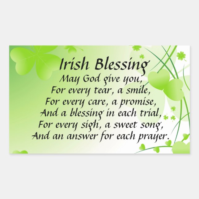 May God give You, Irish Blessing, Shamrocks Hearts Sticker (Front)