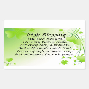 May God give You, Irish Blessing, Shamrocks Hearts Sticker