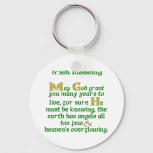 May God Grant You Many Years Irish Blessing Keychain