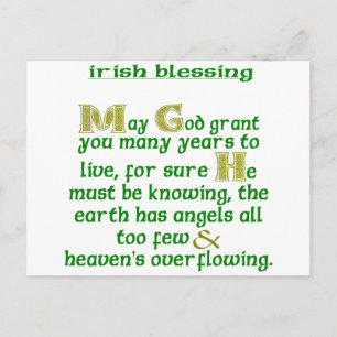 May God Grant You Many Years Irish Blessing  Postcard