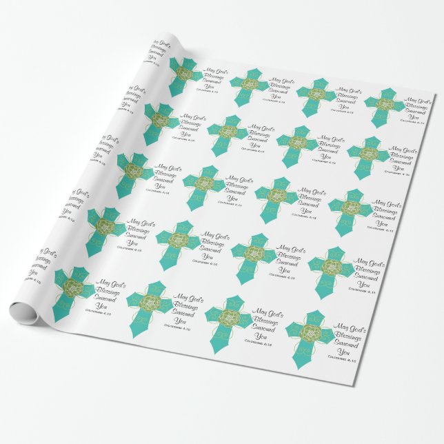 May God's Blessings Surround You Cross Gift Wrap (Unrolled)