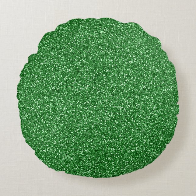 May Green Glitter Round Pillow (Front)