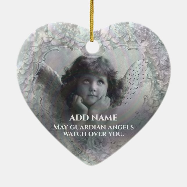 May Guardian Angels Watch Over You Ceramic Ornament (Back)