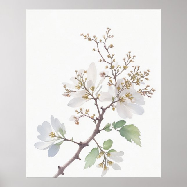 May Hawthorn Birth Flower Poster (Front)