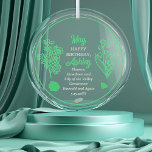 May Hawthorn |Lily of the Valley Birthday Keepsake Glass Ornament<br><div class="desc">May actually has two flowers and two gemstones in celebration of birthdays for this month: flowers -- hawthorn and lily of the valley; gemstones - emerald and agate. This design features both. This design features all details in emerald green and agate on a white background. We have paired it with...</div>