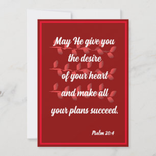 May He give you the desire of your Psalm 20:4 Card