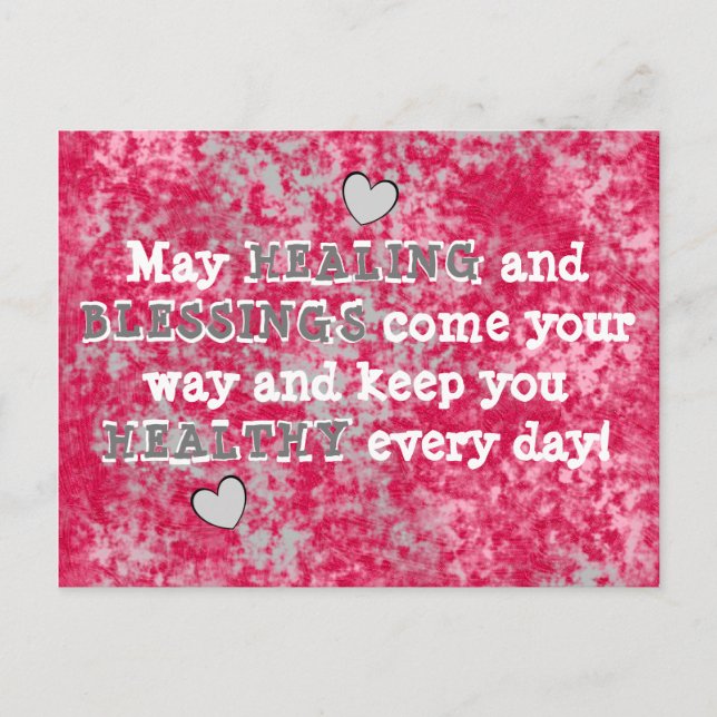 May HEALING and BLESSINGS come your way Cute Pink Postcard (Front)