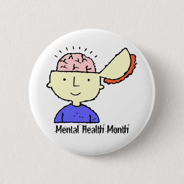 May is Mental Health Month Exposed Brain 2 Inch Round Button (Front)