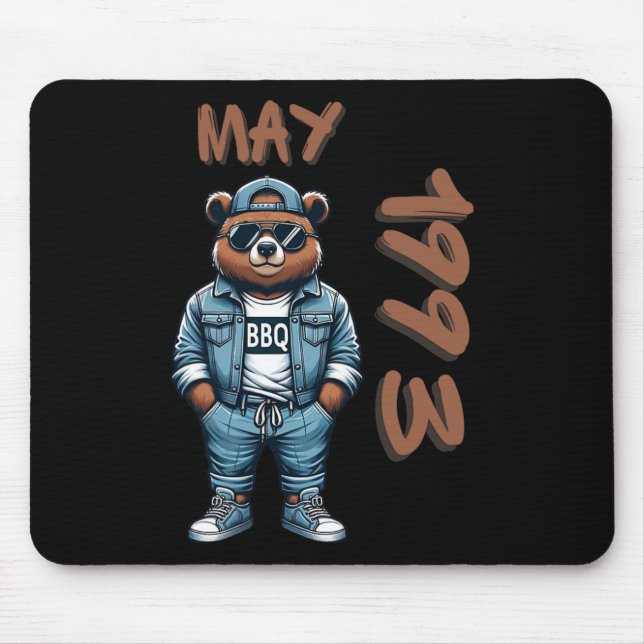 May King Grill Master Bear Bbq Lover Dad Birthday  Mouse Pad (Front)