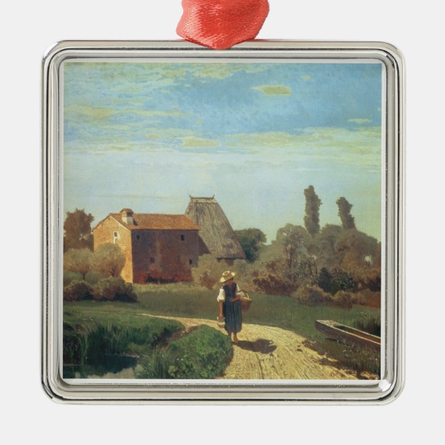 May Morning (oil on canvas) Metal Ornament (Front)