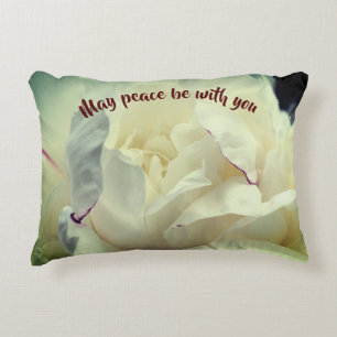 May Peace Be With You Peony Inspirational   Accent Pillow