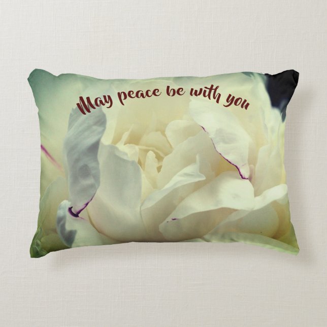May Peace Be With You Peony Inspirational   Accent Pillow (Front)