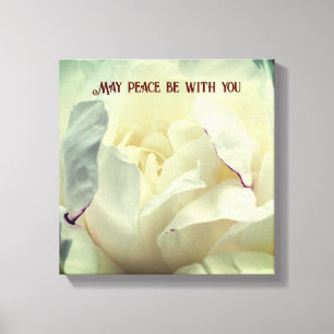 May Peace Be With You Peony Inspirational  Canvas Print