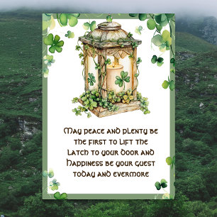 May Peace n Plenty Irish Blessing Shamrock Lantern Card