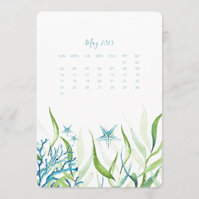 May Stand Alone Calendar Under the Sea Menu (Front)