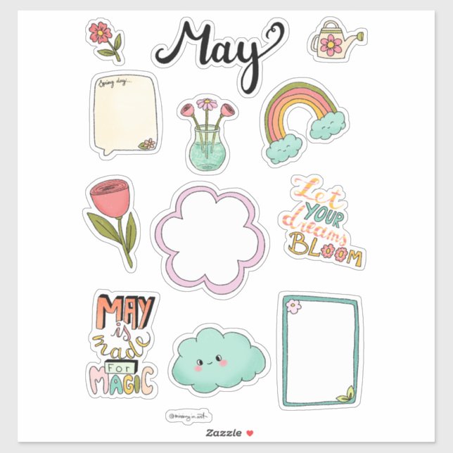May Sticker Sheet – Fresh & Bright (Feuille)