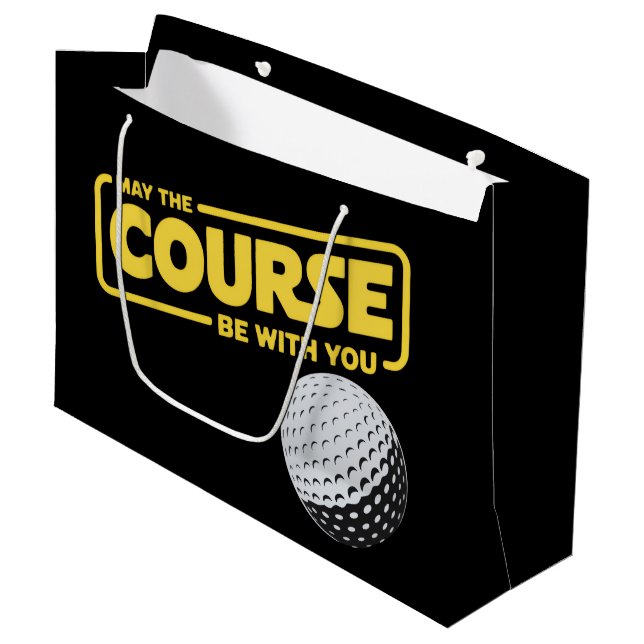 May The Course Be With You Funny Golf Golfing Large Gift Bag (Front Angled)