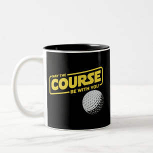 May The Course Be With You Funny Golf Golfing Two-Tone Coffee Mug