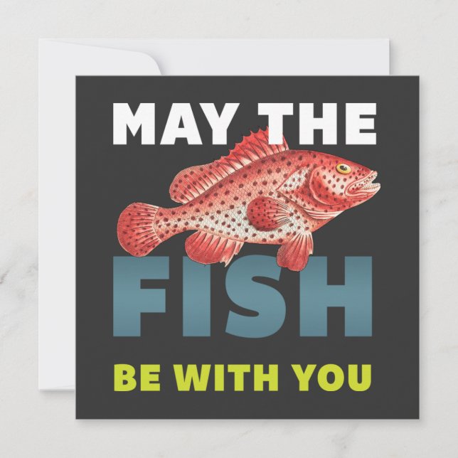 May The Fish Be With You Funny Fishing Holiday Card (Front)