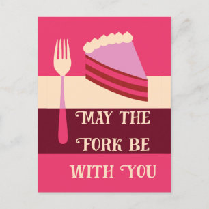 May the Fork Be With You Birthday Cake Postcard