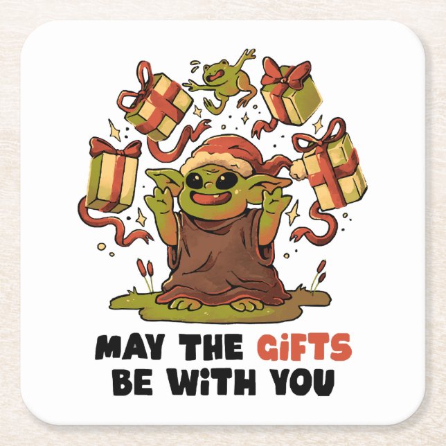 May the Gifts Be With You Square Paper Coaster (Front)