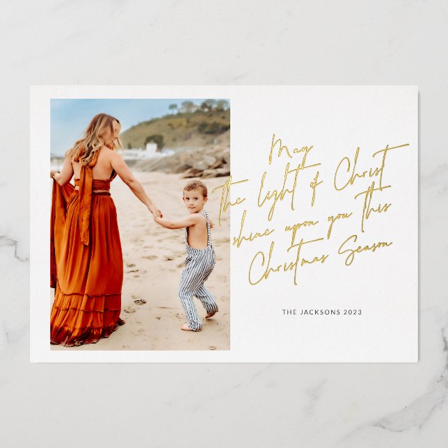 May the Light of Christ shine upon You Foil Holiday Card (Front)