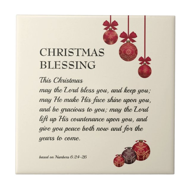 MAY THE LORD BLESS YOU Christian Christmas Tile (Front)