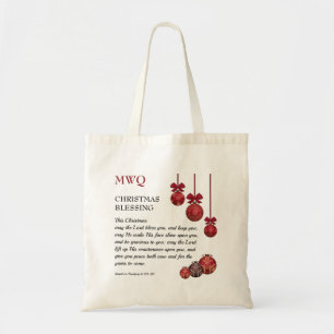 MAY THE LORD BLESS YOU   Christmas Monogram Tote Bag