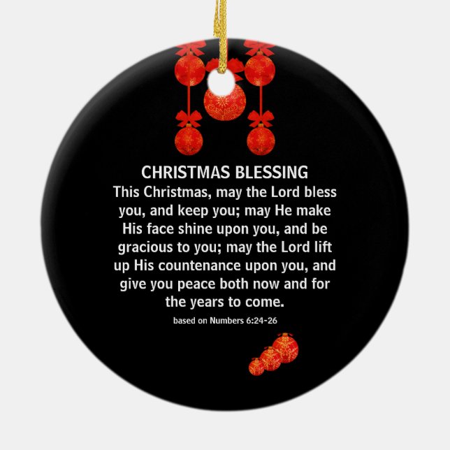 MAY THE LORD BLESS YOU Numbers 6 Christmas Ceramic Ornament (Back)