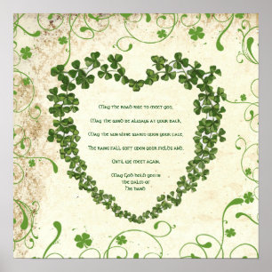 May the road rise to meet you Irish Blessing Poster