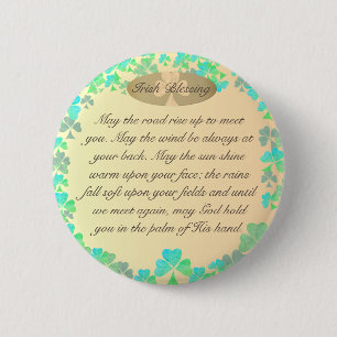 "May the road rise up..." Irish Blessing Shamrocks 2 Inch Round Button