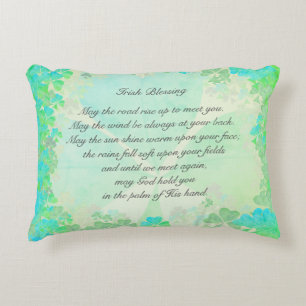 "May the road rise up..." Irish Blessing Shamrocks Accent Pillow