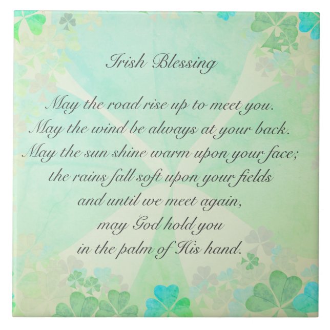 "May the road rise up..." Irish Blessing Tile (Front)