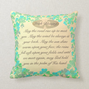 "May the road rise up..." Shamock Irish Blessing Throw Pillow