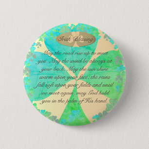 "May the road rise up..." Shamrock Irish Blessing 2 Inch Round Button