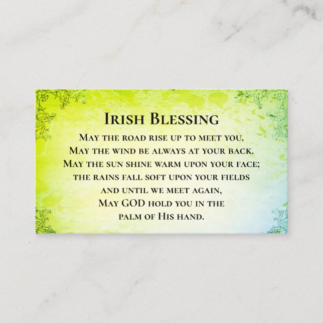 May the Road Rise Up to Meet You Irish Blessing Business Card (Front)
