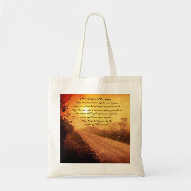 May the Road Rise up to Meet You, Irish Blessing Tote Bag (Front)