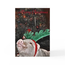 May the spirit of Christmas, Pig Greeting Card