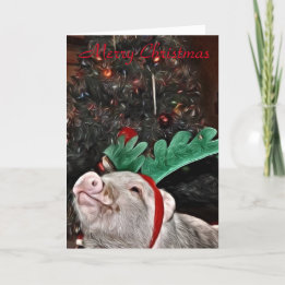 May the spirit of Christmas, Pig Greeting Card