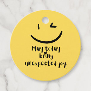 May Today Bring Unexpected Joy Yellow And Black Favour Tags