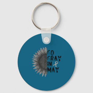 May we wear gray brain cancer rainbow awareness mo keychain