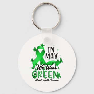 May We Wear Green Mental Health Awareness Bleached Keychain