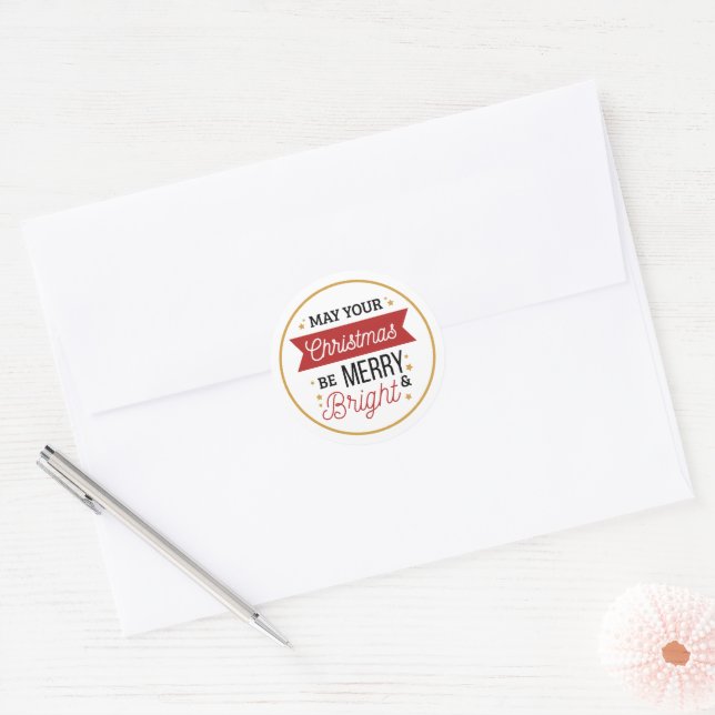 May Your Christmas Be Merry & Bright Sticker Seals (Envelope)