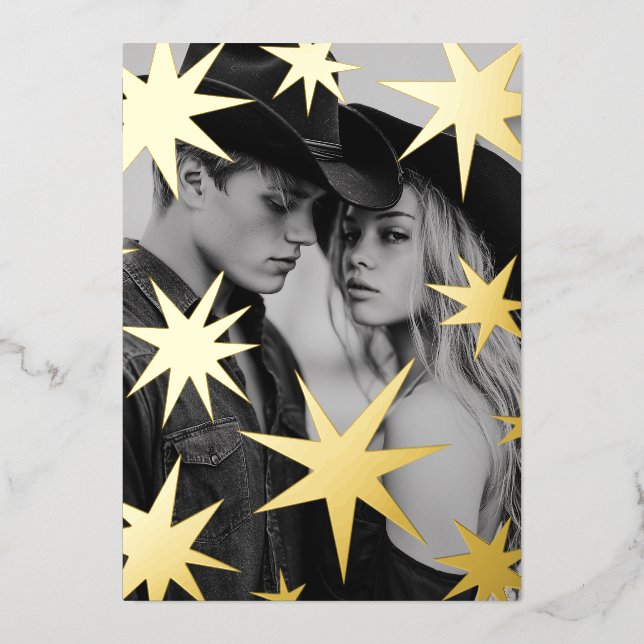 May your days be merry and bright gold stars foil foil holiday card (Front)