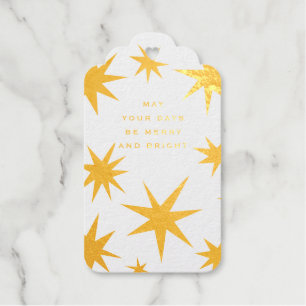 May your days be merry and bright gold stars gift tags