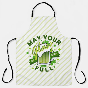 May Your Glass Be Full Green Beer St. Patrick's Apron