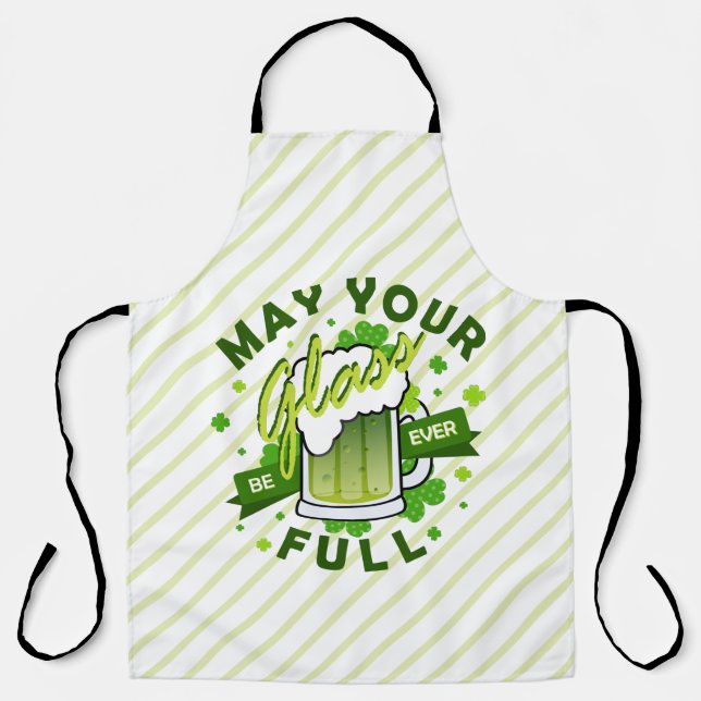May Your Glass Be Full Green Beer St. Patrick's Apron (Front)