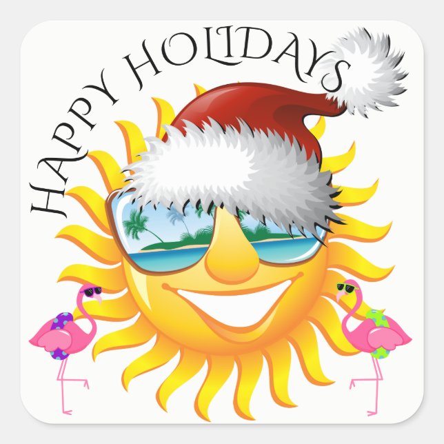May Your Holiday Be Warm and Beachy HolidayZDayZ Square Sticker (Front)